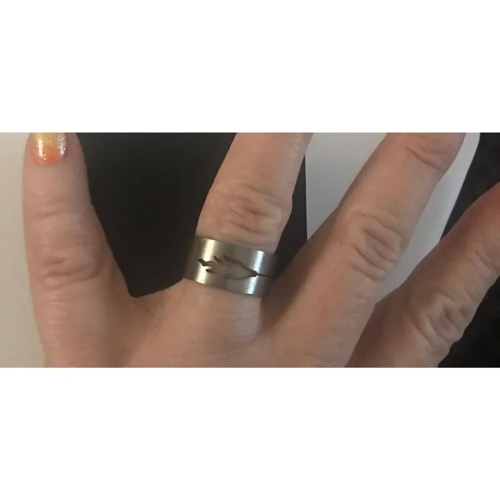 Trendy Mens/Unisex 316L Stainless Steel Cut out Flame Design Band Ring Sz 8